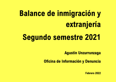 75. Balance de inmigración y extranjería (2º semestre 2021)