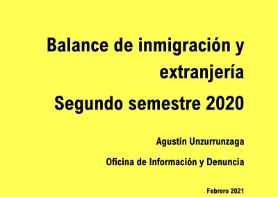 72. Balance de inmigración y extranjería (2º semestre 2020)