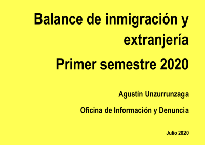 69. Balance de inmigración y extranjería (1er semestre 2020)