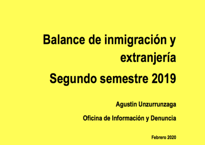 66. Balance de inmigración y extranjería (2º semestre 2019)