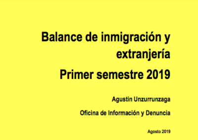 64. Blance de inmigración y extranjería (1er semestre 2019)