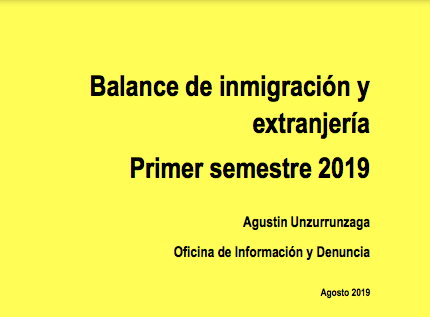 64. Blance de inmigración y extranjería (1er semestre 2019)